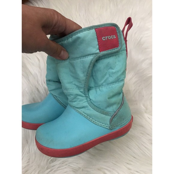 Crocs Teal Blue Toddler C8 LodgePoint Winter Snow Boots EUC